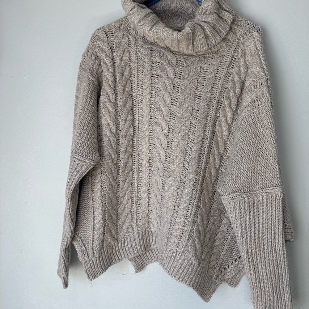 Amato RIZZI Oversized Cable Chunky Cowl Turtleneck Sweater Open Slits On Sides